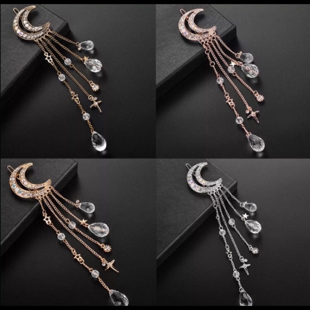 🌟HPx3🌟🌺NEW🌺 Boho Stars Moon Crystal Hair Clip - Picture 3 of 3